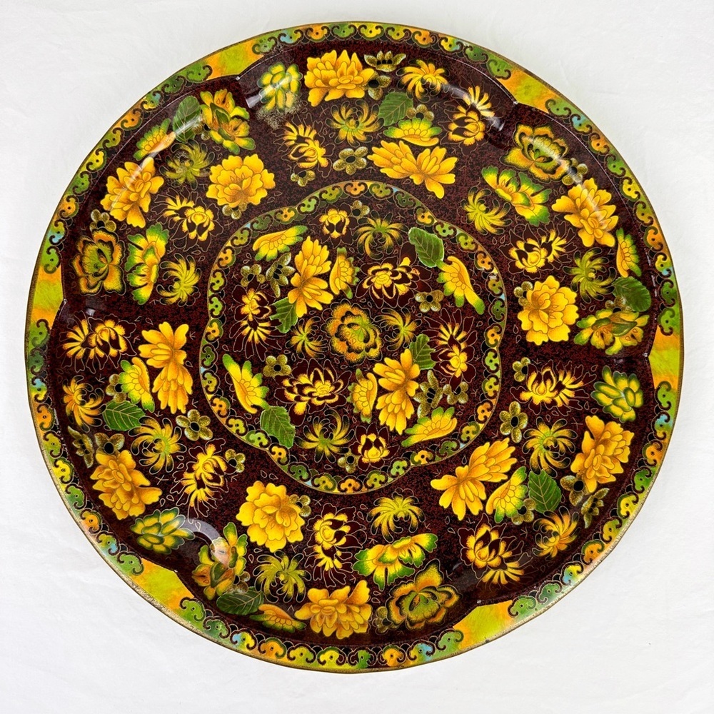 Daher Vintage 70's Brown Floral Metal Tray